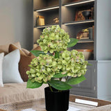 Artificial Hydrangea Silk Flowers Potted for Home Decor -  Green