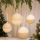 4.72'' Extra-Large Christmas Ornaments for Tree Decorations Natural White Pearl and Half-Woven Decorative