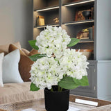 Artificial Hydrangea Silk Flowers Potted for Home Decor -  White