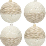 4.72'' Extra-Large Christmas Ornaments for Tree Decorations Natural White Pearl and Half-Woven Decorative