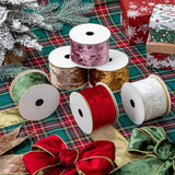 Christmas Ribbon 2.5 Inch Christmas Tree Ribbon with Metallic Wired Silver Edge Velvet Ribbon for Valentine's Day