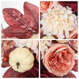 Artificial Floral Teardrop Swag with Pumpkin & Rose for Home Decor -  Burgundy