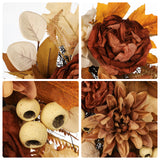 Artificial Floral Teardrop Swag with Pumpkin & Rose for Home Decor -  Light Brown
