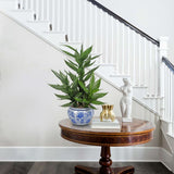 Artificial Lucky Bamboo Plant Potted in Blue and White Ceramic Pot -  20"
