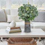 19" Artificial Eucalyptus Plant Faux Greenery Potted in Metal Vase