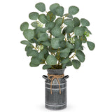 19" Artificial Eucalyptus Plant Faux Potted in Metal Vase