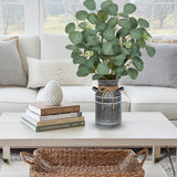 19" Artificial Eucalyptus Plant Faux Potted in Metal Vase