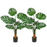 3ft Artificial Monstera Plant Fake Palm Tropical Plant Potted - 26 Leaves, 2pcs