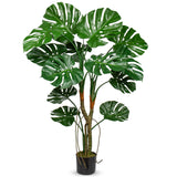 4ft Artificial Monstera Plant Fake Palm Tropical Plant Potted - 26 Leaves