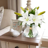 Artificial Flowers Tiger Lily Bouquet with Faux Water Vase for Home Decor