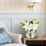 Artificial Flowers Tiger Lily Bouquet with Faux Water Vase for Home Decor