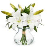 Artificial Flowers Tiger Lily Bouquet with Faux Water Vase for Home Decor