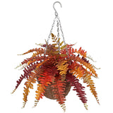 Artificial Fall Boston Fern Hanging Plant with Black Baskets