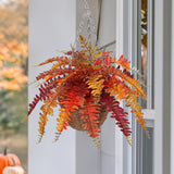 Artificial Fall Boston Fern Hanging Plant with Brown Baskets