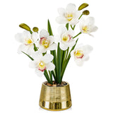 Artificial Orchids Silk Flowers Potted Arrangements for Home Decor