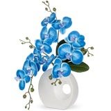 Blue Artificial Orchid Flowers Arrangement Potted with White Pot - 15.7"