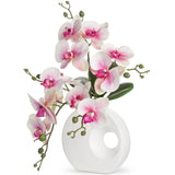 Pink Artificial Orchid Flowers Arrangement Potted with White Pot - 15.7"