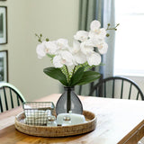 White Orchids Artificial Flowers Faux Orchid in Glass Vase Real Touch Small Phalaenopsis Orchid Flowers