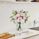 Fake Flowers in Vase with Faux Water Artificial Silk Rose Flowers Arrangement