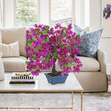 Purple Artificial Bougainvillea Flowers Tree Bonsai with a Blue Pot - 18.5"