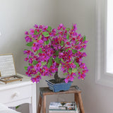 Purple Artificial Bougainvillea Flowers Tree Bonsai with a Blue Pot - 18.5"