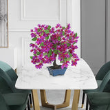 Purple Artificial Bougainvillea Flowers Tree Bonsai with a Blue Pot - 18.5"