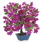 Purple Artificial Bougainvillea Flowers Tree Bonsai with a Blue Pot - 18.5"