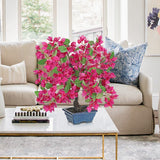 Red Artificial Bougainvillea Flowers Tree Bonsai with a Blue Pot - 18.5"