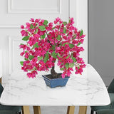 Red Artificial Bougainvillea Flowers Tree Bonsai with a Blue Pot - 18.5"