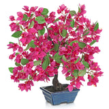 Red Artificial Bougainvillea Flowers Tree Bonsai with a Blue Pot - 18.5"