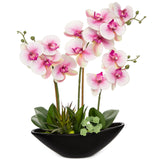 Artificial Orchid Fake Silk Flowers Pot  for Home Decor - Pink