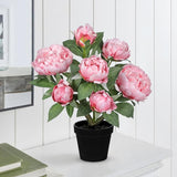 Pink Fake Peonies Artificial Flowers Potted for Home Decor