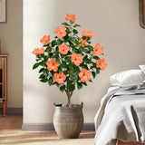 Artificial Hibiscus Tree Faux Plant Potted with Orange Flowers - 4.13ft