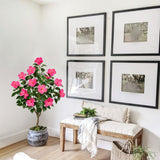 Artificial Hibiscus Tree Faux Plant Potted with Pink Flowers - 4.13ft