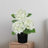 Artificial Hydrangea Silk Flowers Potted for Home Decor -  White