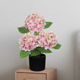 Artificial Hydrangea Silk Flowers Potted for Home Decor -  Pink
