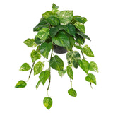 Artificial Hanging Pothos Vine Leaves Plants Potted in Black Pot