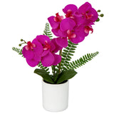 Faux Phalaenopsis Orchid Artificial Flowers with Pot for Home -15in