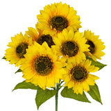 Artificial Sunflowers Bouquet 17 Inch Fake Silk Yellow Flowers with Stems Realistic