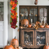 6ft Hanging Fall Mantel Garland with Pumpkin Peony Hydrangea Flower