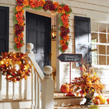 6ft Hanging Fall Mantel Garland with Pumpkin Peony Hydrangea Flower