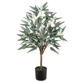 Artificial Eucalyptus Tree Fake Plants Potted with Black Pot for Home Decor - 3ft