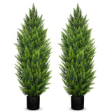 4ft Artificial Cedar Topiary Trees Fake Shrubs Cypress Trees - 2pcs
