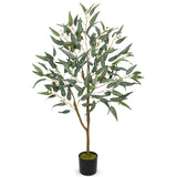 Artificial Eucalyptus Tree Potted Silk Plant with Green Burgundy - 4ft