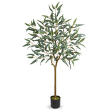 Artificial Eucalyptus Tree Potted Silk Plant with Green Burgundy - 5ft