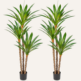 5.5ft Artificial Agave Tree Plant Fake Tropical Potted with 3 Heads - 2pcs