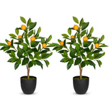 2ft Artificial Orange Trees Fake Citrus Trees Potted Floor Plants, 2 Packs