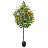 Artificial Orange Tree Fake Citrus Fruits Plant Potted for Home Decor -5ft