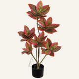 Artificial Agave Plant Fake Tropical Yucca Palm Tree with Red Leaves - 2.95ft