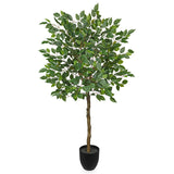4ft Artificial Ficus Silk Tree Fake Plant Potted for Home Decor (Green)